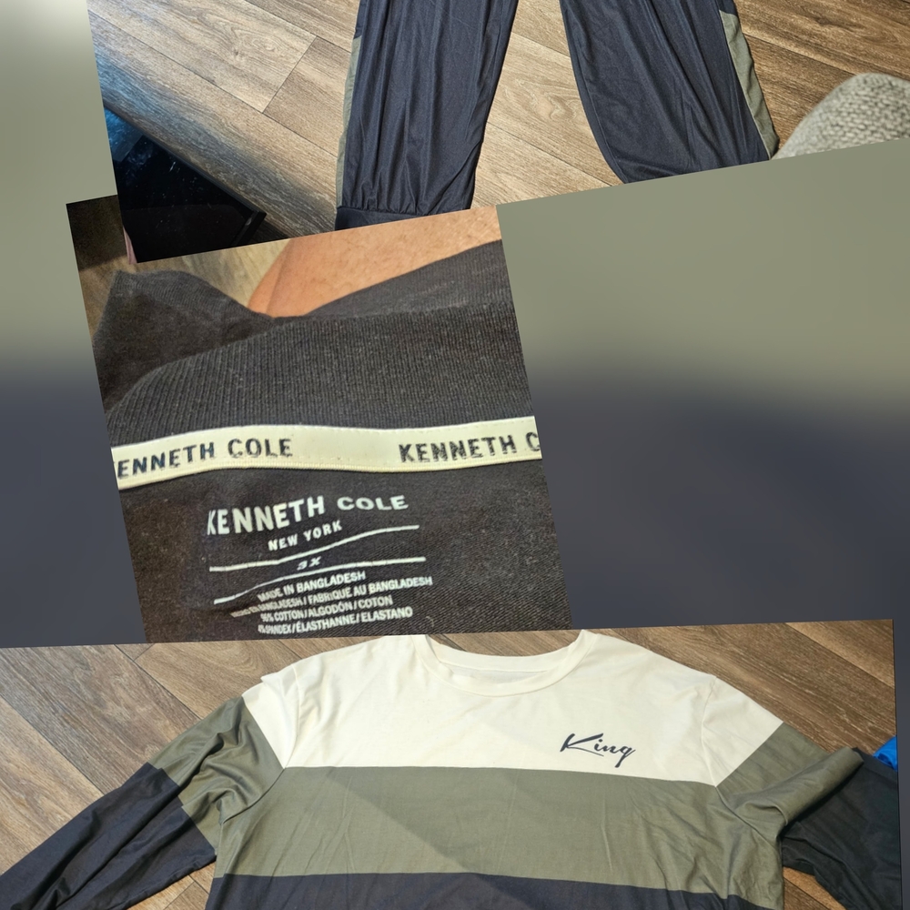 Kenneth Cole Black and Gray Striped Set